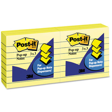 Post-it® Pop-up Notes Original Canary Yellow Pop-up Refill, Lined, 3 X 3, 100-sheet, 6-pack freeshipping - TVN Wholesale